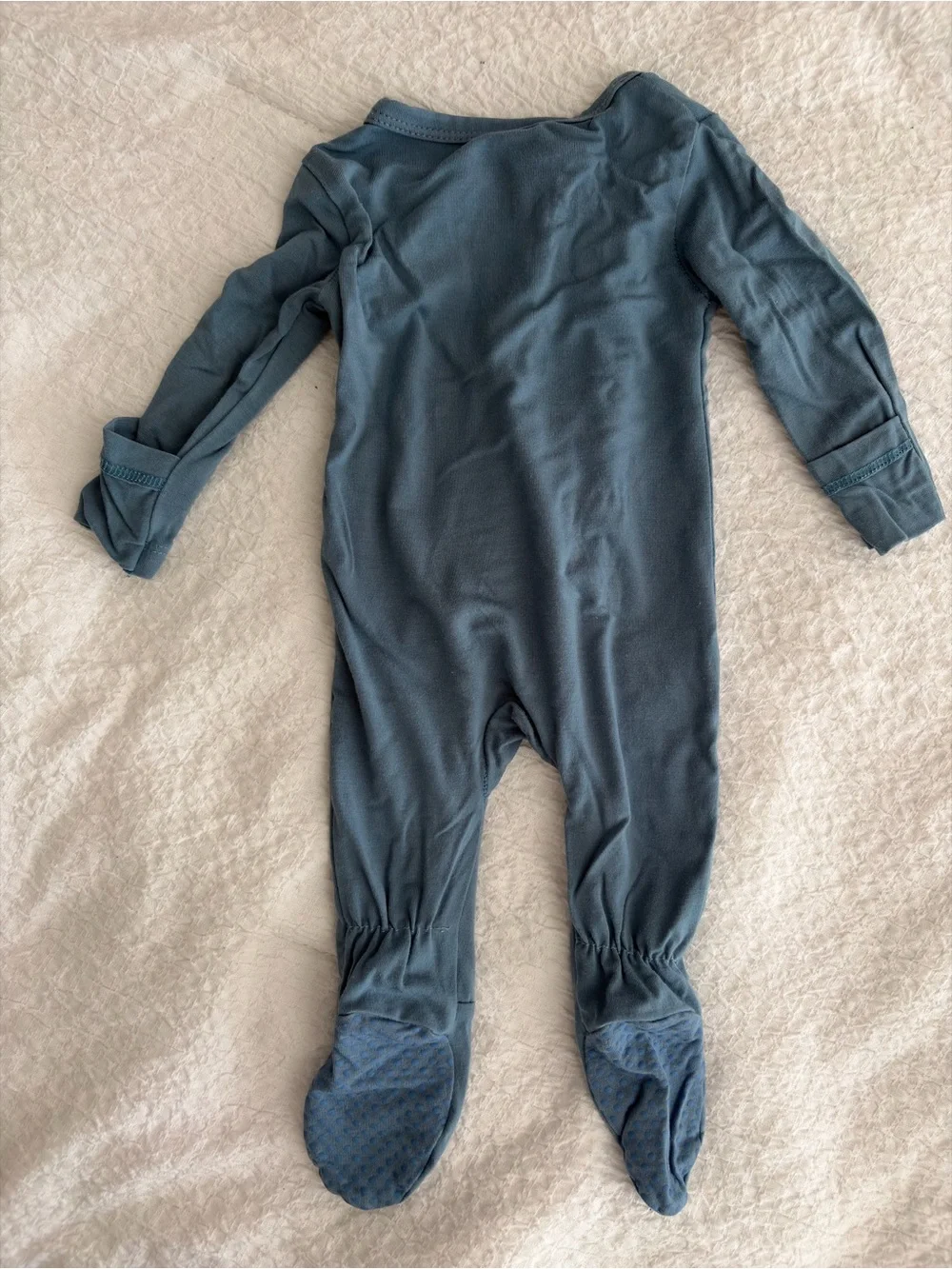 Blue Zipper Footed One-Piece Pajamas for baby